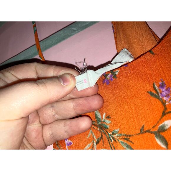 Lush Orange Boho Floral Maxi Summer Dress Size Small - Picture 4 of 6